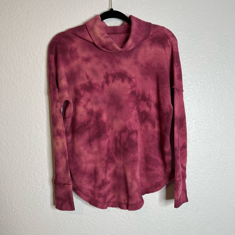 Mauve Pink Tie Dye Cowl Neck Long Sleeve